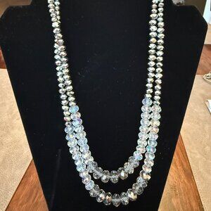 Anthropologie Opera-Length Double-Strand Crystal Necklace NWOT 20-22 inch